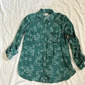 Mossimo Supply Co. Green Button Down Shirt L